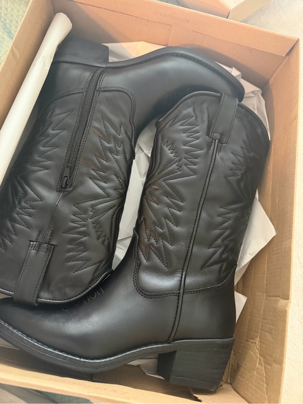 Steve Madden Black Western Heeled Boots